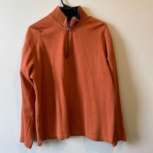 Orange quarter zip, size large, 100% cotton